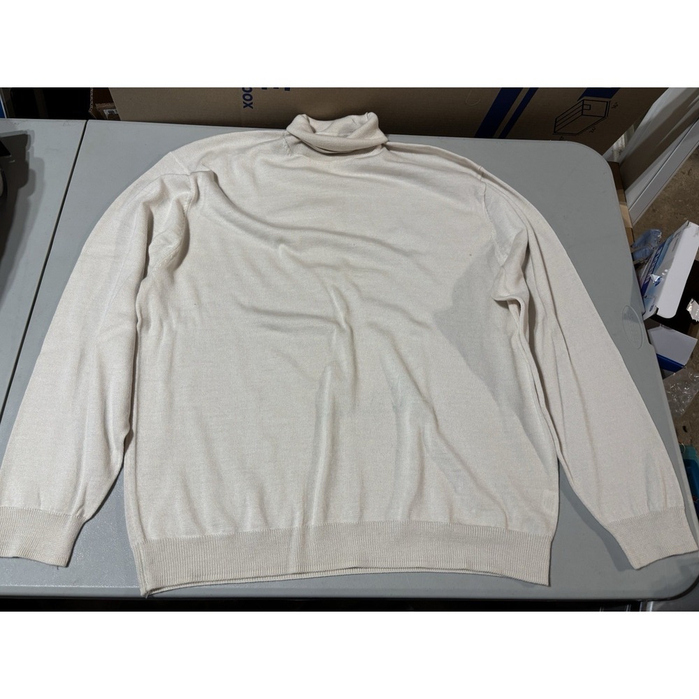 Linea Uomo Turtleneck Sweater 3X Cream Cottagecore Wool‎ Blend